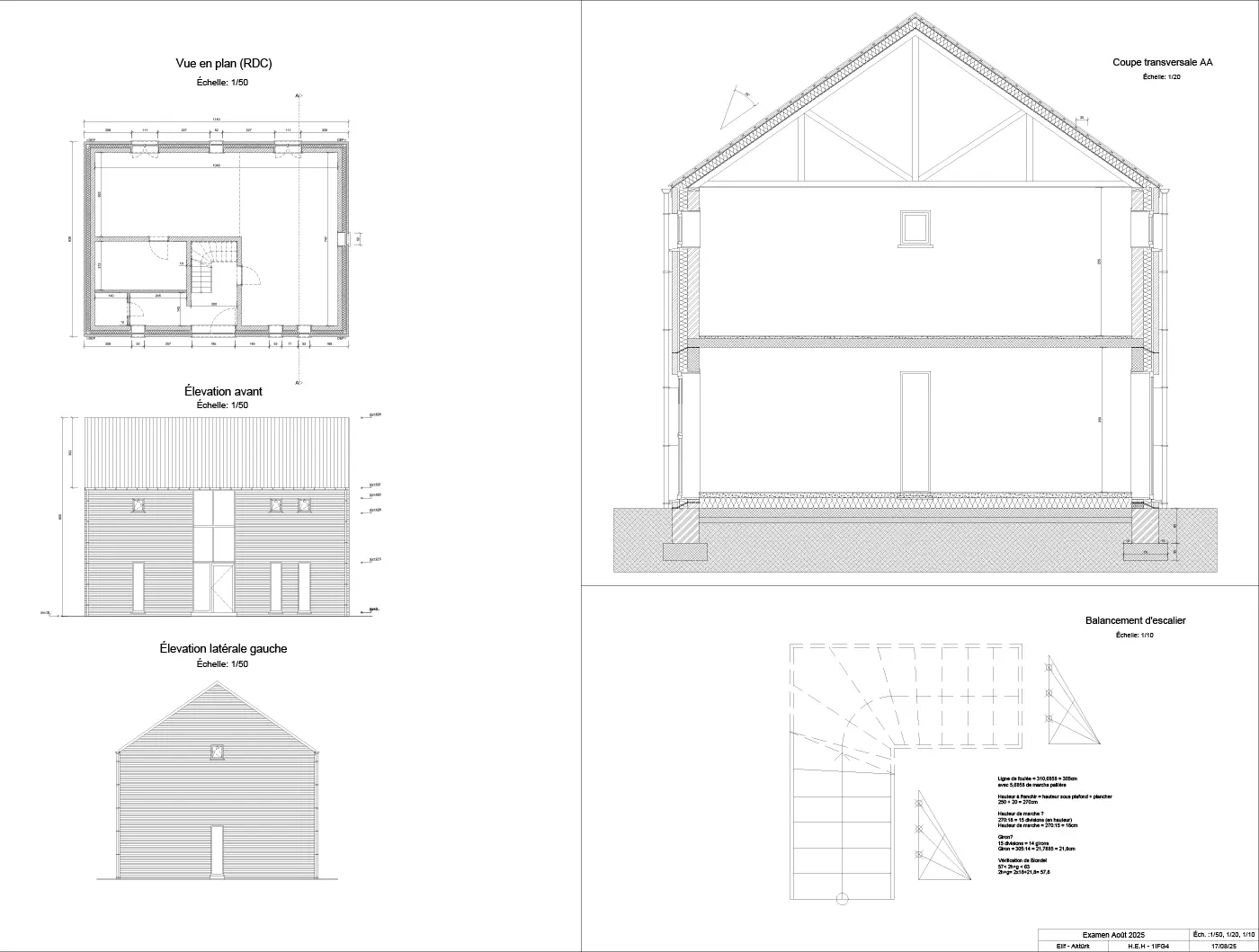 Dessin technique 2D d'une maison